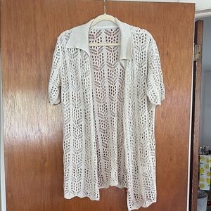 Cream Crochet beach cover up